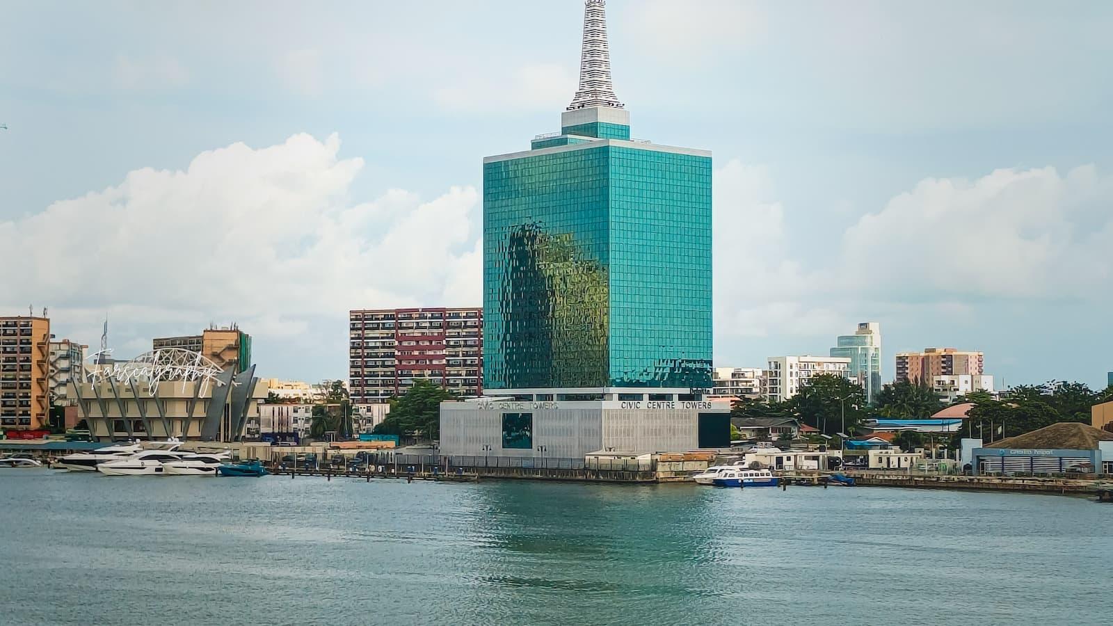 Lagos waterfront at golden hour